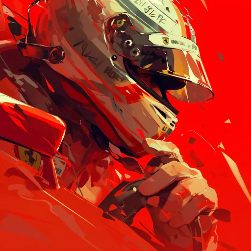 Stylized Formula 1 racing driver avatar with a vibrant red helmet and suit, ideal for a profile picture or fan pfp.