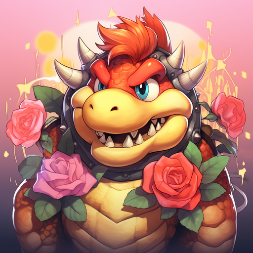 Kawaii Bowser character with a playful and charming expression.