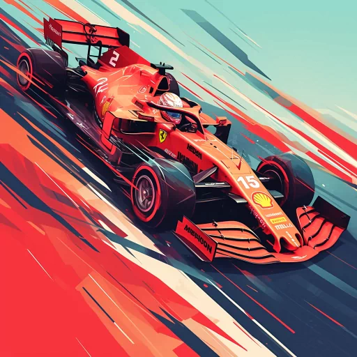 Illustration of a Formula 1 racing car in dynamic motion for a profile photo.