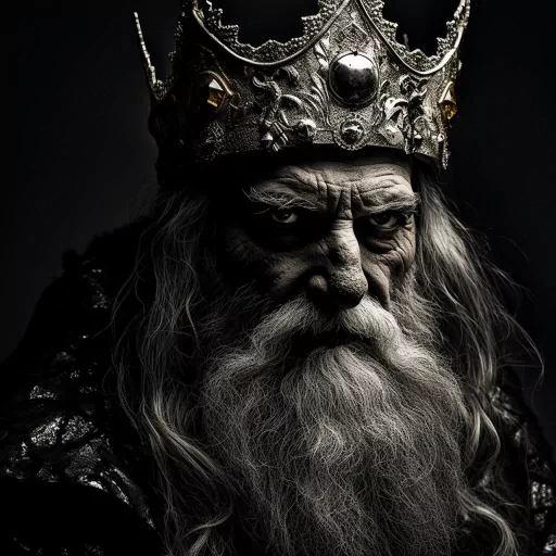 Regal king avatar with ornate crown and majestic beard for a profile picture.