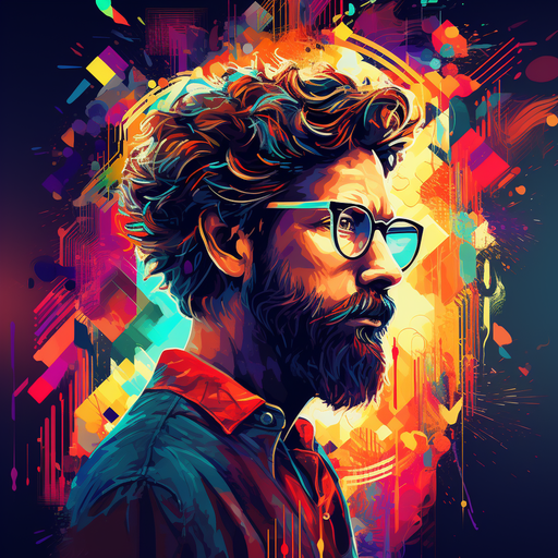 Hipster person with glitched style.