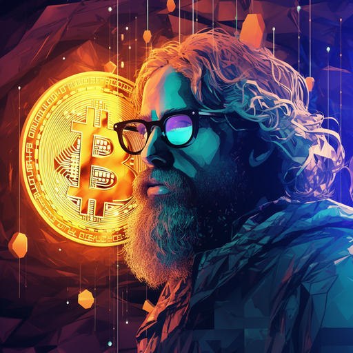 Glitched bitcoin-themed profile picture.