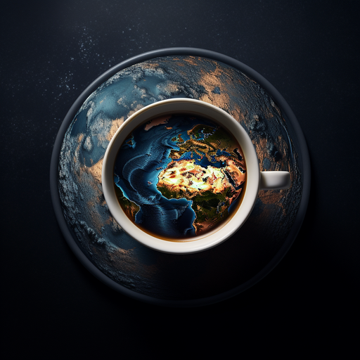 Satellite view of a coffee cup filled with aromatic brew.