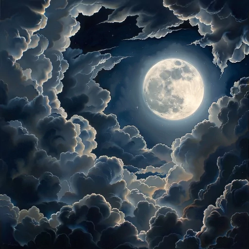 Full moon illuminating through clouds, perfect for a mystical moon-themed profile picture.