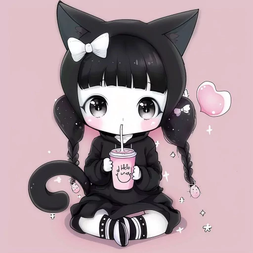 Cute Kuromi avatar with pink background, perfect for a profile photo or PFP.