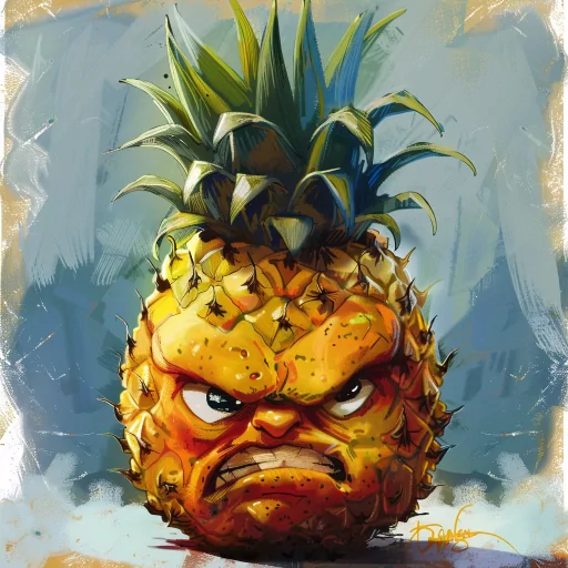 Illustration of an angry pineapple character for a creative profile picture.