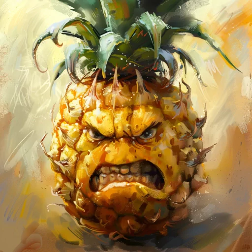 Angry pineapple character avatar with fierce expression for profile photo.