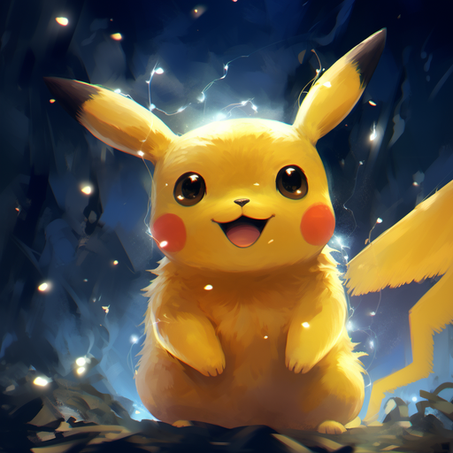 Glowing Pikachu with vibrant colors.