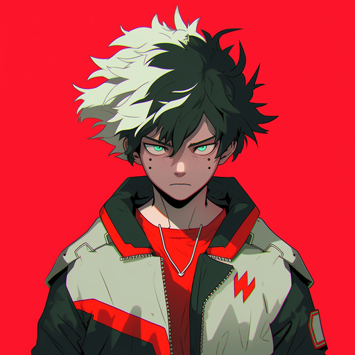 Deku, a character from My Hero Academia, stands confidently in this generated profile picture (PFP).