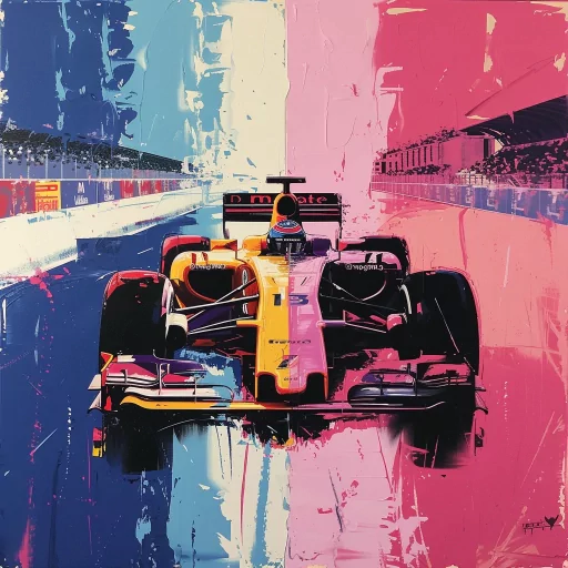 Colorful Formula 1 racing car digital art for profile picture.