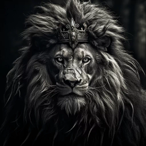 Majestic lion avatar with a crown, symbolizing royalty and power, ideal as a regal profile picture.