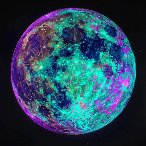Colorful artistic moon illustration used as profile picture, showcasing vibrant blue and purple hues with glowing accents, set against a dark space background.