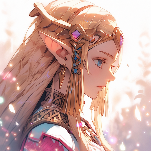 Cyborg princess Zelda avatar in vibrant colors.