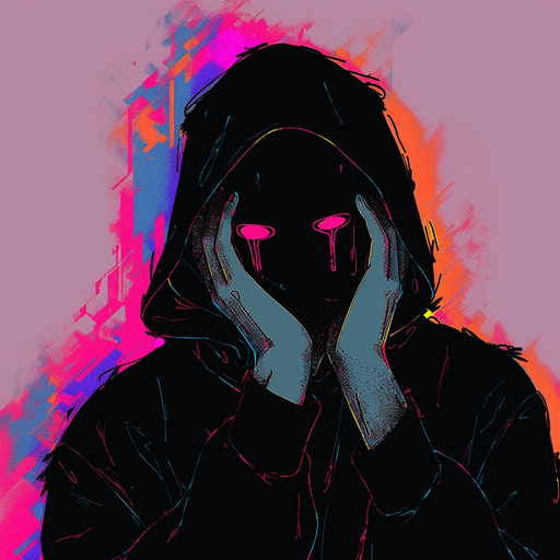 Depressed man with no face, in grainy picture with subdued colors.