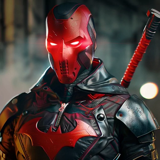 Red Hood-themed avatar showing a figure in a red mask and armored costume for a stylized profile picture.