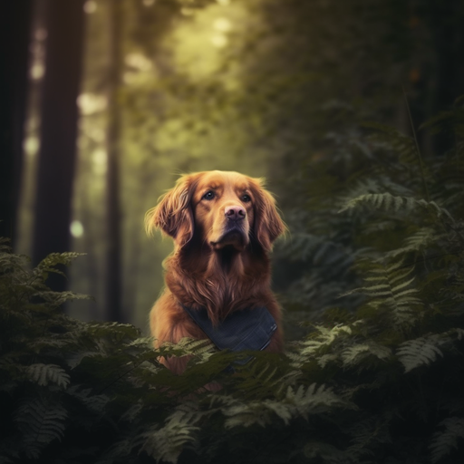Dog posing in a beautiful forest