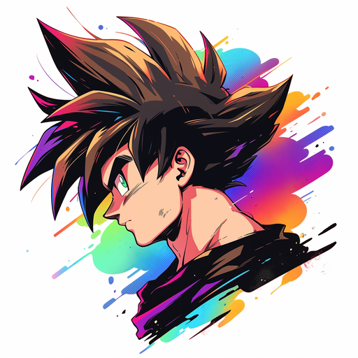 Goku from Dragon Ball Z in pop art style with brown hair.