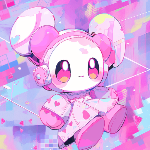 Colorful modern take on My Melody, using block colors inspired by Niji.