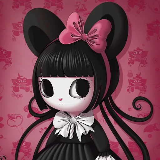 Kuromi avatar with a cute pink bow, perfect for use as a profile picture or pfp.