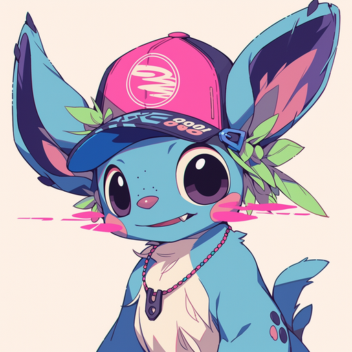 Stitch character in vibrant pop art style.