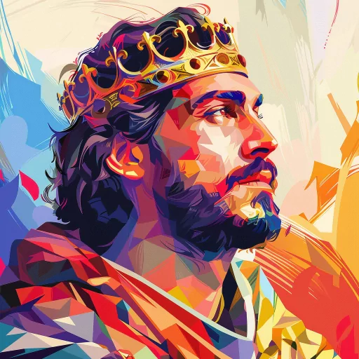 Colorful illustrated avatar of a regal king with a crown for a profile photo.