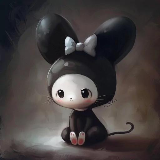 Cute Kuromi avatar featuring the adorable Sanrio character with big ears and a bow, perfect for a profile photo or PFP.