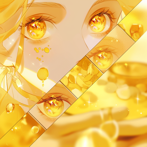 Golden color palette pfp with a glimmering aesthetic