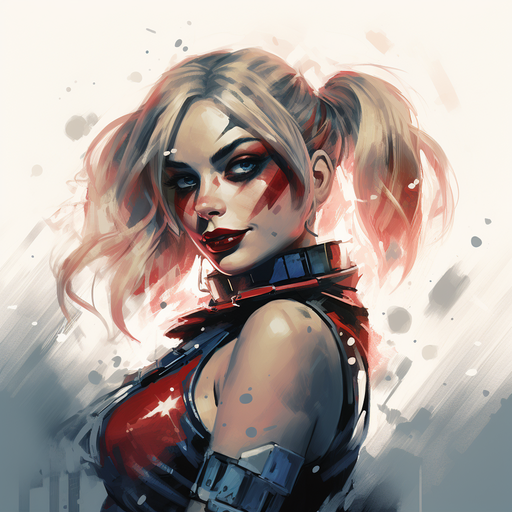 Harley Quinn portrait with a comic book art style