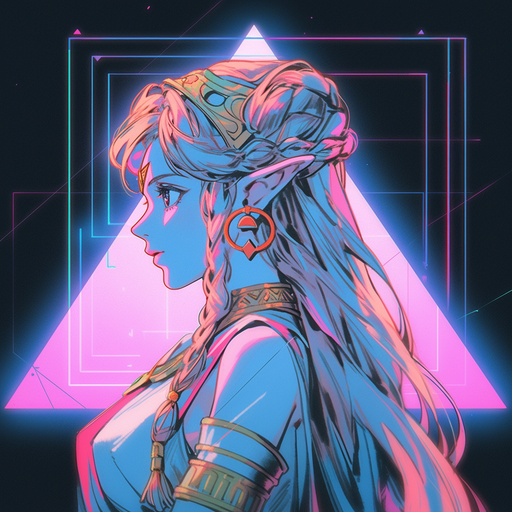 Princess Zelda in a vaporwave-inspired style.