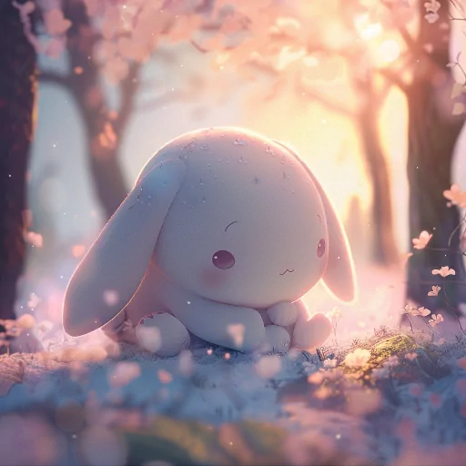 Cute Cinnamoroll avatar with a dreamy cherry blossom background for a profile picture