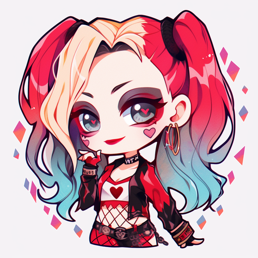 Harley Quinn chibi anime artstyle pfp.