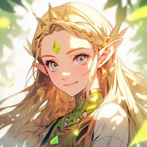 Stylized profile picture of Princess Zelda in vibrant green hues.