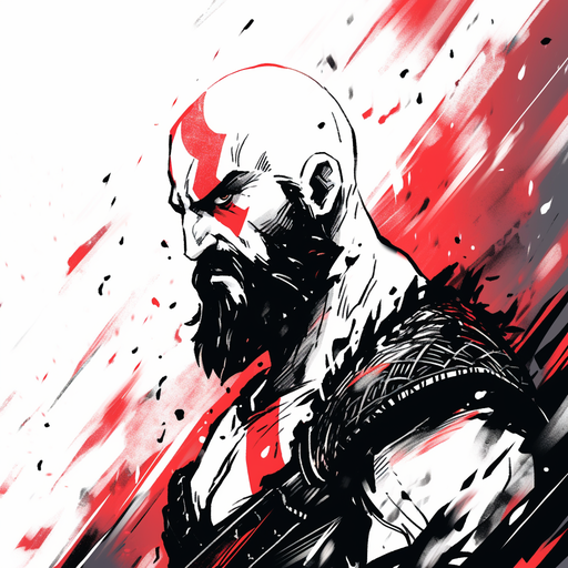 Kratos in black and white, God of War pfp.