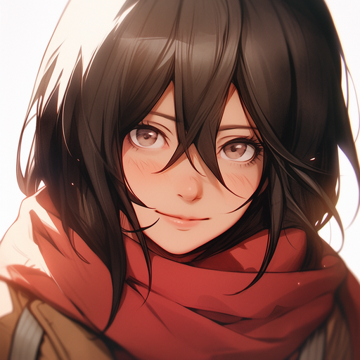 Smiling portrait of Mikasa.