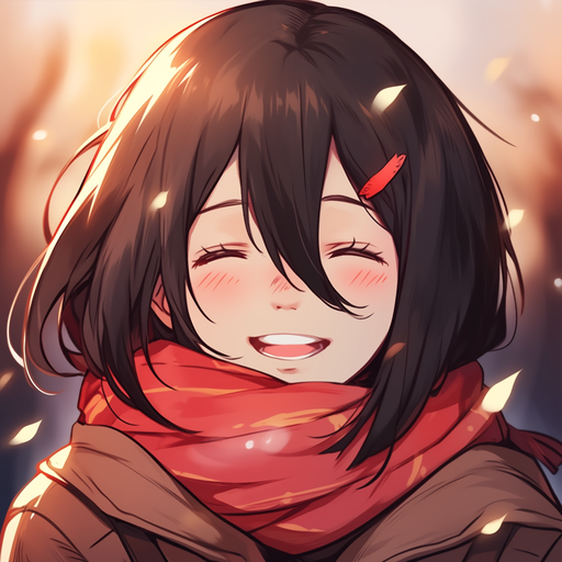 Mikasa with a happy and cute portrait.