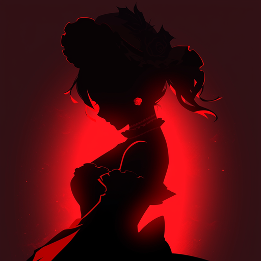 Mysterious dark anime character silhouette.
