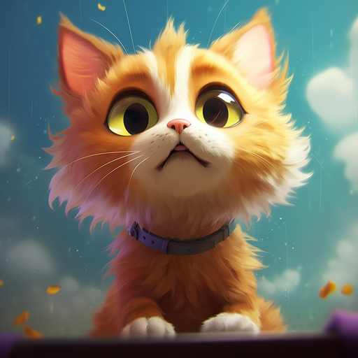 A charming cat with a Pixar-style illustration.