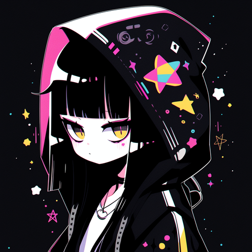 Cute dark anime style portrait.