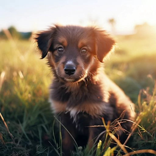 Cute brown puppy avatar with a warm sunset glow in the background, perfect for a profile photo or pet pfp.