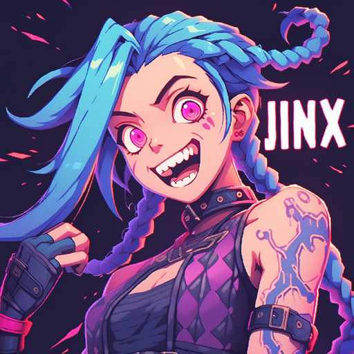 Jinx PFP with 8-bit artwork and vibrant colors.