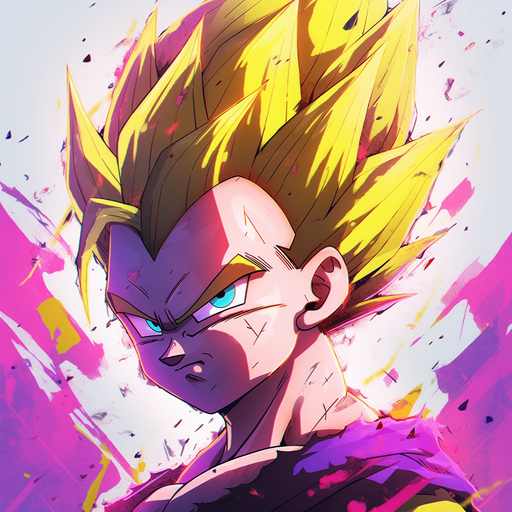 Vegeta, Dragon Ball Z character with epic acid yellow background.
