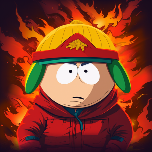 Cartman from South Park with an angry expression.